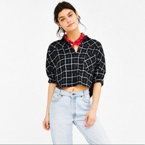 BDG Womens cropped flannel shirt